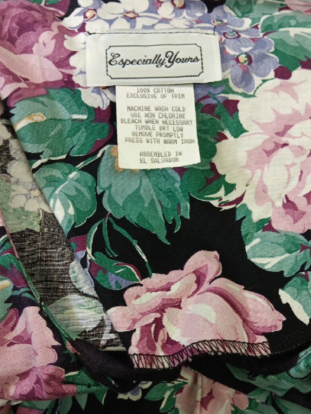 Black Floral Midi Dress with Pink Roses - Picture 3 of 4